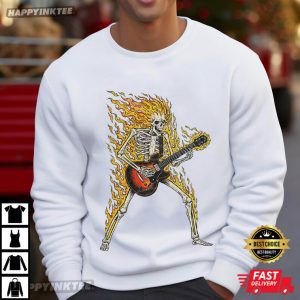 Guitarist Flaming Skeleton Punk Rock T Shirt (3)