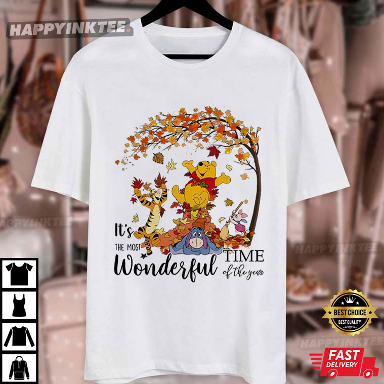 Winnie The Pooh Disney Autumn Most Wonderful Time Of The Year T-Shirt Winnie The Pooh Disney Autumn Most Wonderful Time Of The Year T-Shirt