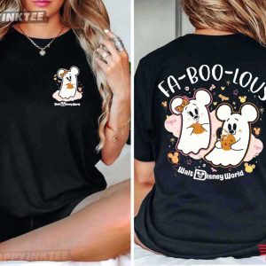 Walt Disney World Fa-Boo-Lous Mickey And Minnie Ghost Halloween T-Shirt
