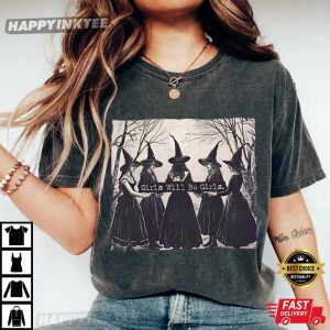Vintage Girls Will Be Girls Witch Halloween T Shirt (2)