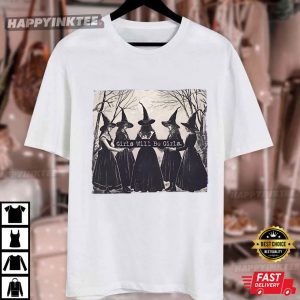 Vintage Girls Will Be Girls Witch Halloween T Shirt (4)