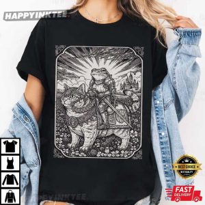 Funny Frog And Cat Vintage Dark Academia Goblincore T-Shirt