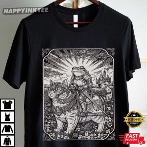 Funny Frog And Cat Vintage Dark Academia Goblincore T Shirt (3)