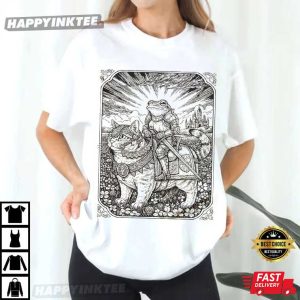 Funny Frog And Cat Vintage Dark Academia Goblincore T Shirt (4)