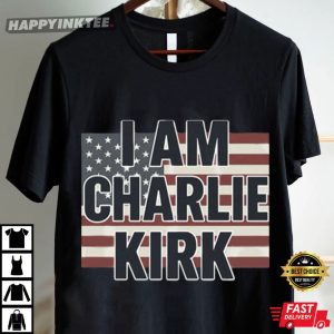 I Am Charlie Kirk Memorial USA Flag T Shirt (4)