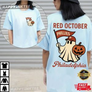Philadelphia Phillies Baseball Red October Halloween Ghost T Shirt (3)