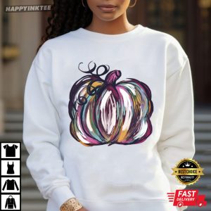 Watercolor Pumpkin Gift For Halloween T Shirt (2)