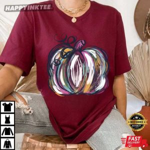 Watercolor Pumpkin Gift For Halloween T Shirt (4)
