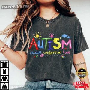 Brushstroke Autism Awareness Advocate Accept Understand Love T Shirt (2)
