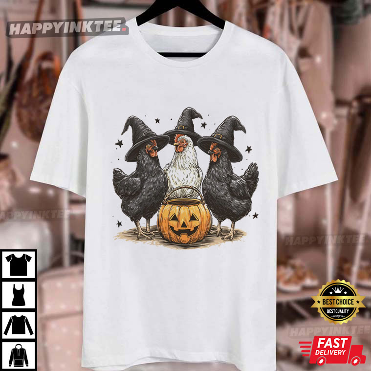 Pumpkin Chicken Halloween Witch Thanksgiving Turkey T-Shirt