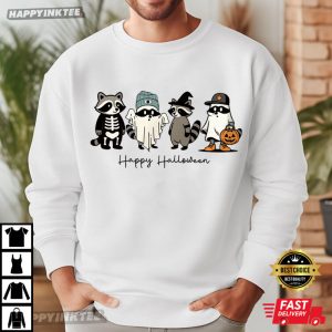 Cute Raccoon Ghost Happy Halloween T Shirt (2)