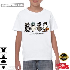 Cute Raccoon Ghost Happy Halloween T Shirt (4)