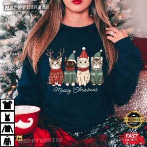 Meowy Christmas Cat Lover Gift T Shirt (1)