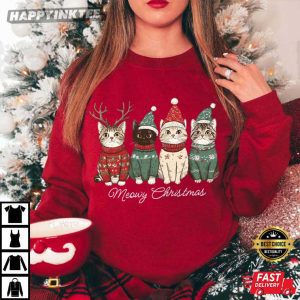 Meowy Christmas Cat Lover Gift T-Shirt