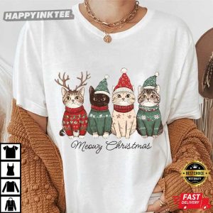 Meowy Christmas Cat Lover Gift T Shirt (3)
