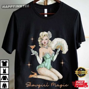Vintage Showgirl Magic Pin Up Glam Graphic T Shirt (4)