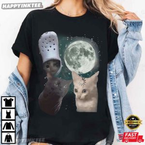 Three Cats Moon Vintage Cat Meme T Shirt (2)