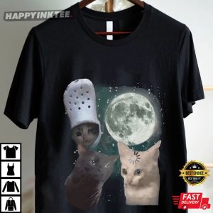 Three Cats Moon Vintage Cat Meme T Shirt (4)