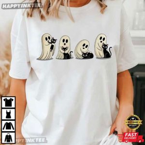 Halloween Spooky Ghost And Cat T-Shirt