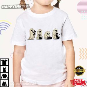 Halloween Spooky Ghost And Cat T Shirt (2)