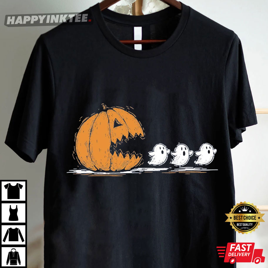 Pumpkin Pac Man Eat Ghost Halloween Gamer Gift T-Shirt Pumpkin Pac Man Eat Ghost Halloween Gamer Gift T-Shirt