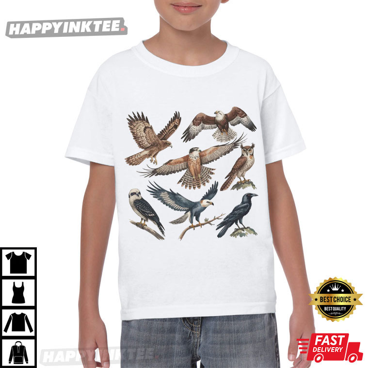 Retro Birds Of Prey Hawk Raven Osprey Owls T-Shirt Retro Birds Of Prey Hawk Raven Osprey Owls T-Shirt