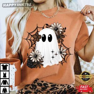 Floral Ghost Boho Halloween T-Shirt