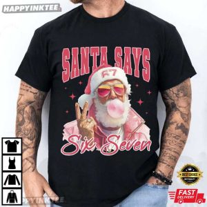 Funny Six Seven Meme Pink Santa Christmas T-Shirt