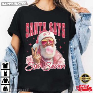 Funny Six Seven Meme Pink Santa Christmas T Shirt (2)