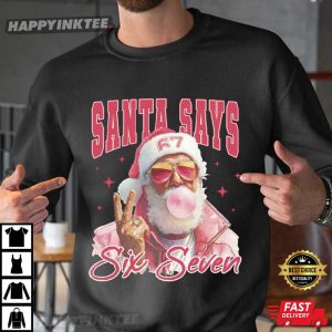 Funny Six Seven Meme Pink Santa Christmas T Shirt (3)