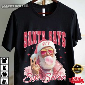 Funny Six Seven Meme Pink Santa Christmas T Shirt (4)