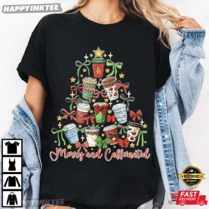 Merry And Caffeinated Christmas Tree Coffee T-Shirt
