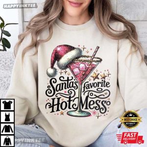 Santas Favorite Hot Mess Christmas Humor T Shirt (4)