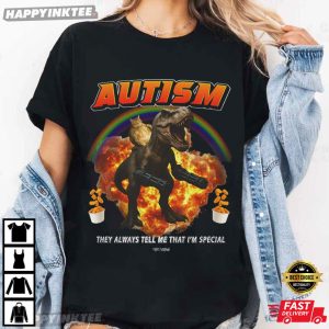 Funny Autism T Rex Cat Meme Neurodiversity Pride T Shirt (2)