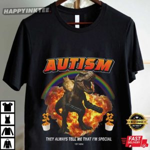 Funny Autism T Rex Cat Meme Neurodiversity Pride T Shirt (4)
