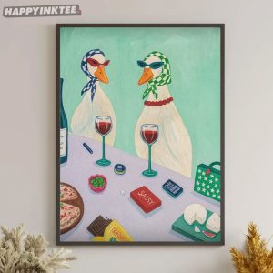 Funny Duck Wine Retro Wall Decor Poster