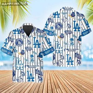 LA Dodgers Icon Stripe Hawaiian Shirt