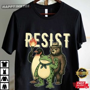Portland Frog Penguin Bear Resist Abolish ICE Protest T Shirt (1)