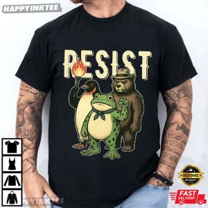 Portland Frog Penguin Bear Resist Abolish ICE Protest T-Shirt