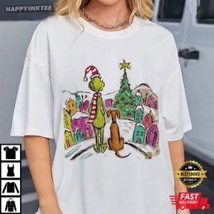 Grinch And Max Dog Retro Christmas Characters Grinchmas T Shirt (4)