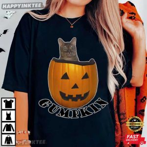 Gumpkin Funny Cat Pumpkin Halloween T-Shirt