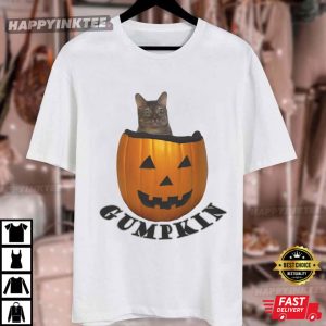 Gumpkin Funny Cat Pumpkin Halloween T Shirt (1)