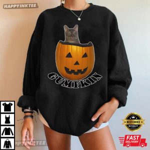 Gumpkin Funny Cat Pumpkin Halloween T Shirt (3)