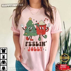 Feeling Jolly Christmas Retro Cute Funny Christmas T Shirt (4)