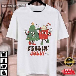 Feeling Jolly Christmas Retro Cute Funny Christmas T Shirt (1)