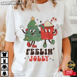 Feeling Jolly Christmas Retro Cute Funny Christmas T Shirt (2)