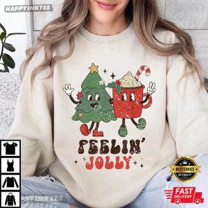 Feeling Jolly Christmas Retro Cute Funny Christmas T Shirt (3)