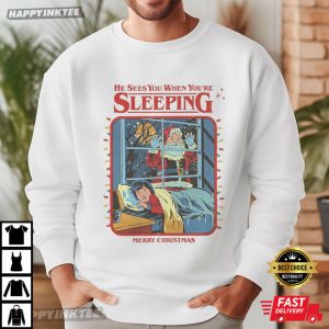 He Sees You When You're Sleeping Creepy Santa Claus Christmas T Shirt (3)