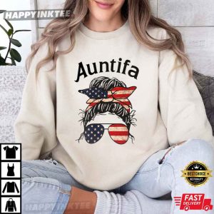 Auntifa Anti Fascism Messy Bun T Shirt (3)