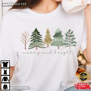 Merry And Bright Trees Winter Christmas T-Shirt